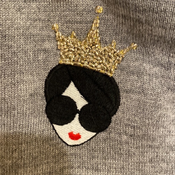 Alice + Olivia Appliqué Sweater, L, Grey, hardly worn - Picture 3 of 5